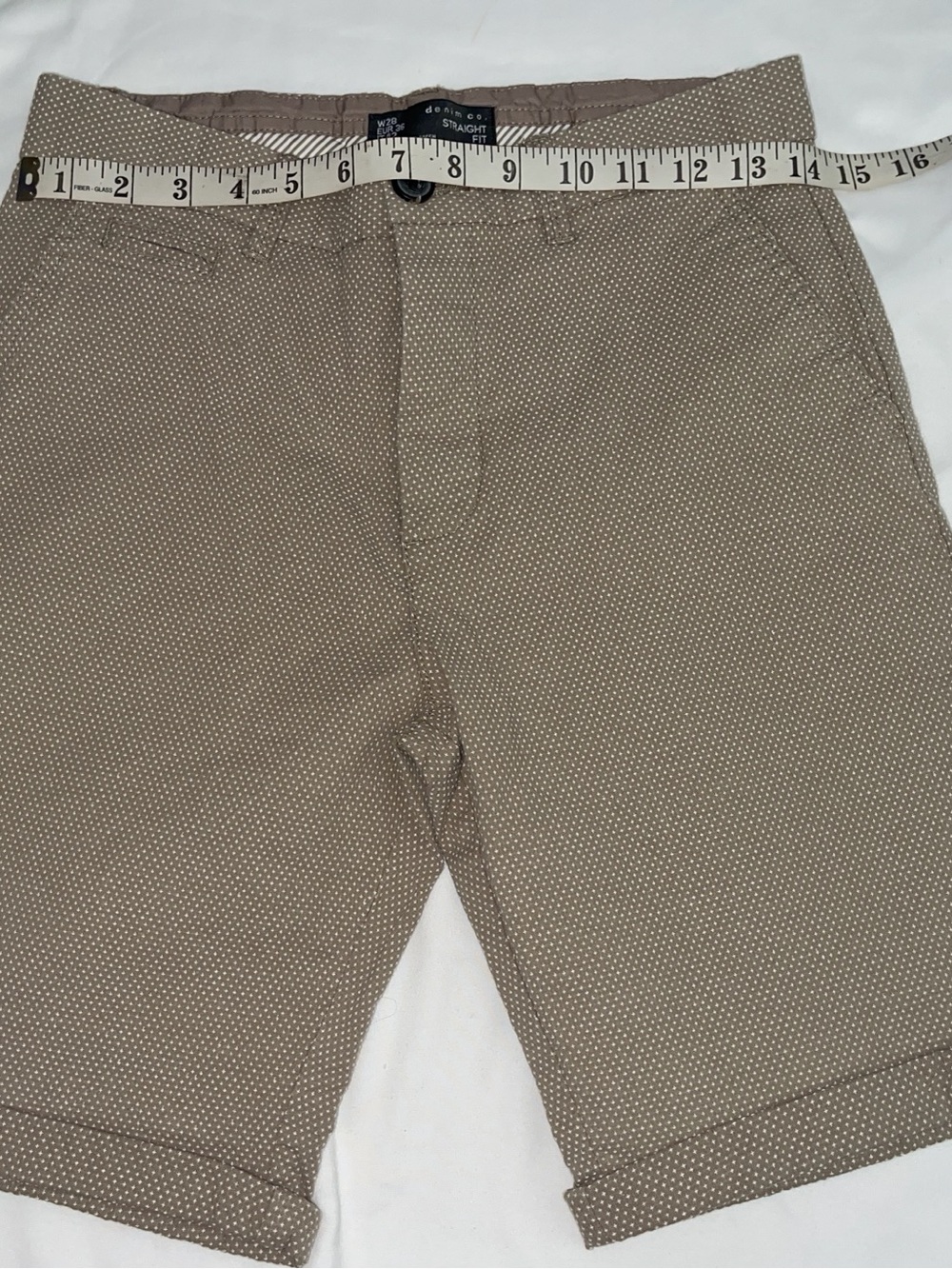 Denim&Co. Tan Microdot Flat Front Shorts Sz 28X8 SKU: 0825-39